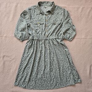 MPH Collection Floral Smoke Green Nursing Friendly Stretch Waist Dress Size 1X